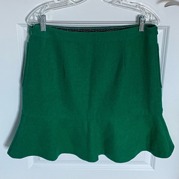 Maeve by Anthropologie Green Wool Blend Flared Mini Skirt Size 12 35464 - Picture 7 of 11